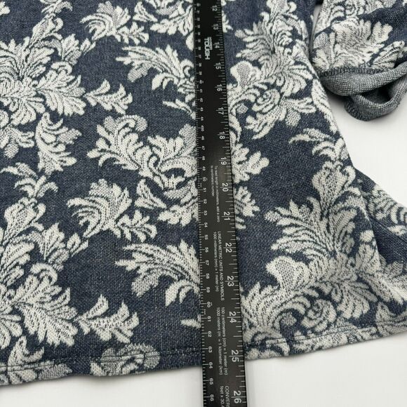 Chicos 3/XL 3/4 tab sleeve‎ pullover tunic tight knit sweater blue white pattern - Picture 7 of 8